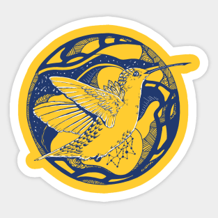 Navy Gold Circle of The Hummingbird Sticker